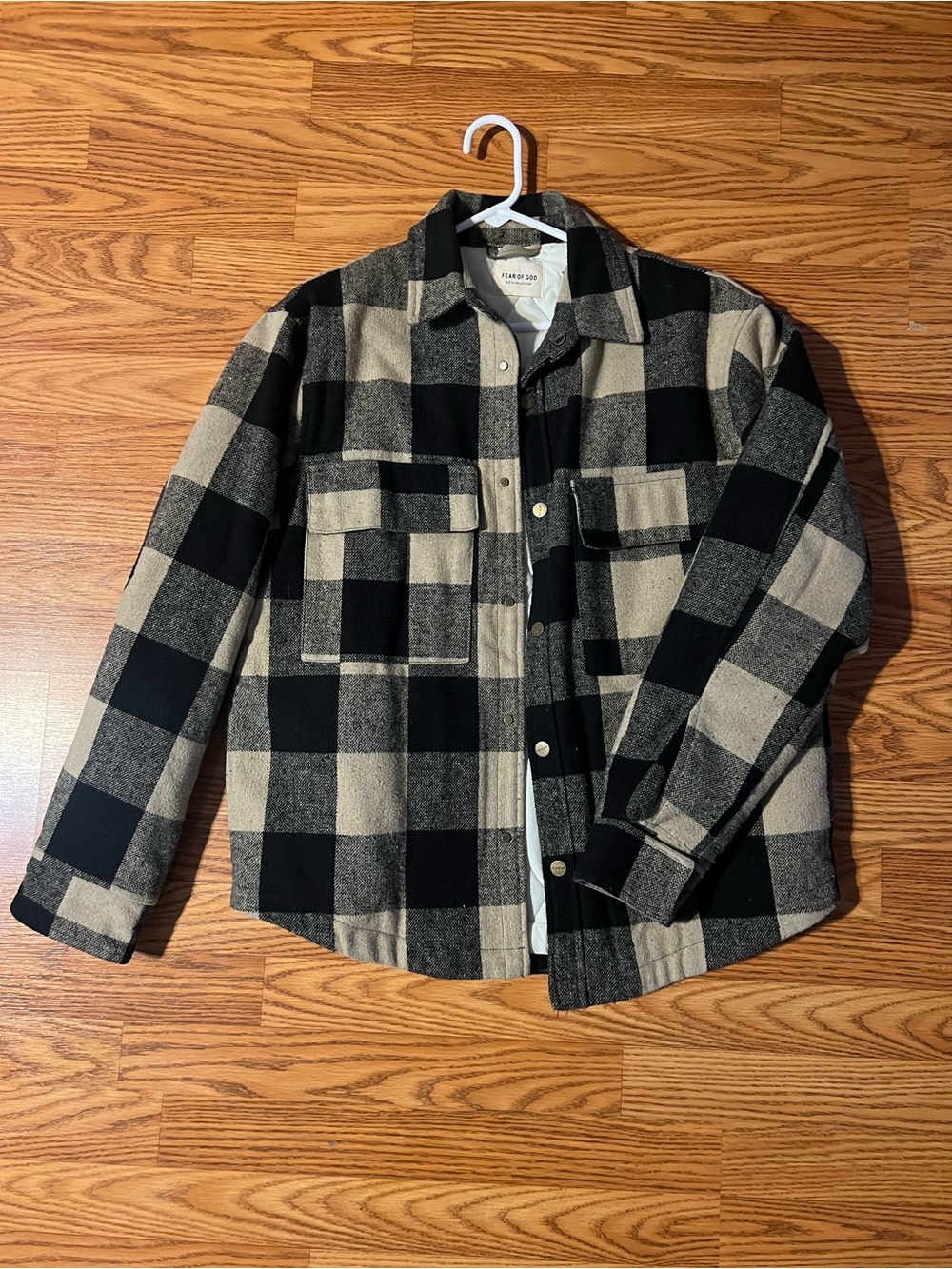 Fear of God Black & Cream Buffalo Plaid Shirt Jacket